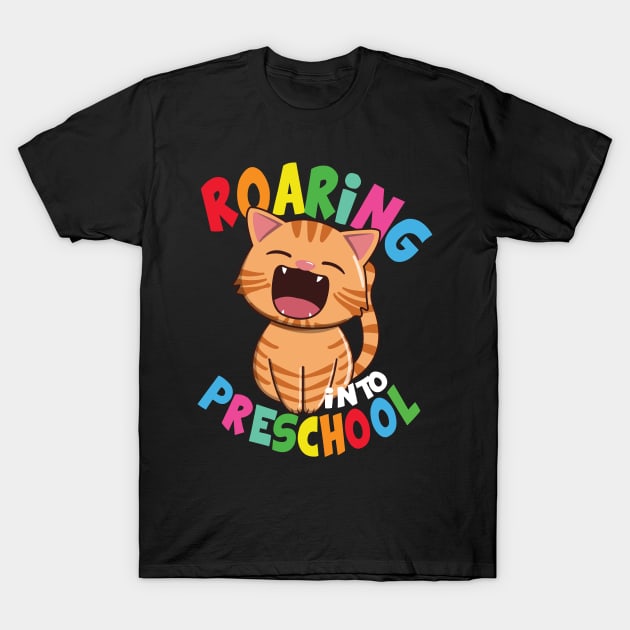 Roaring Into Preschool - Kawaii Cat T-Shirt by Luna Illustration